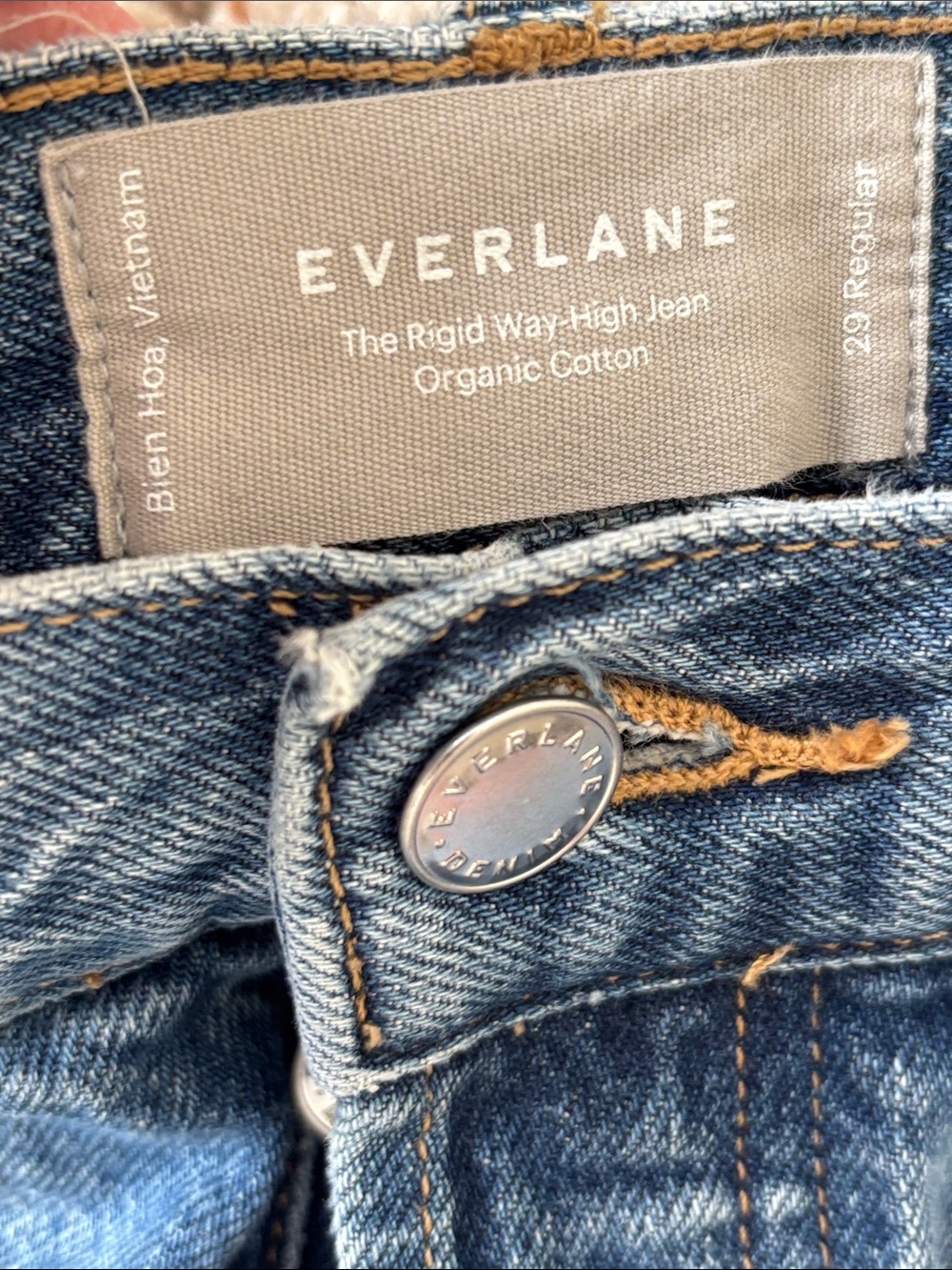 Everlane Medium Blue High-Rise Rigid Jeans.